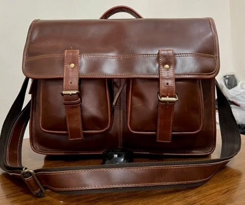 Solid Leather Office Bags, Color : Brown, Gender : Men