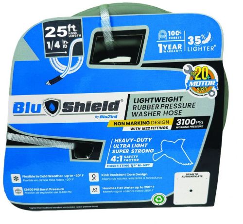 Blushield Rubber Pressure Washer Hose 6mm X 15m With Fittings Non Marking (ZPW0615-NM)