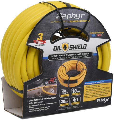 Zephyr OilShield Rubber Air Hose 10mm x 50m with Fittings (OS1050)