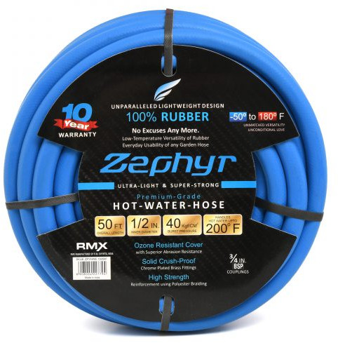Zephyr Rubber Hot-n-cold Water / Garden Hose 13mm X 50m With Fittings (ZW1350)