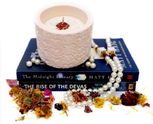 Paraffin Wax Scented Concrete Jar Candle, Candle Size : 4x3 Inch, Candle Weight : 450 Gm