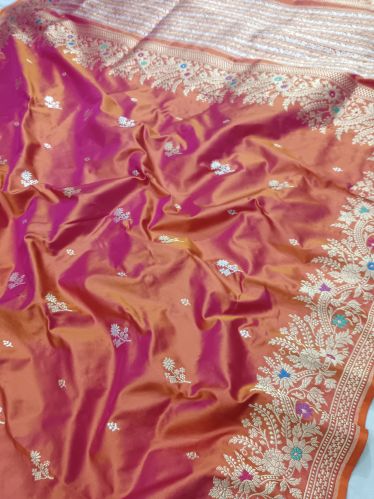 Pure Katan Silk Banarasi Handloom Saree, Speciality : Dry Cleaning, Age Group : Women