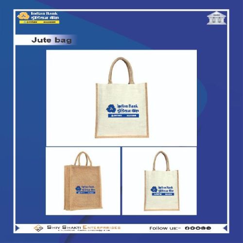 Printed Jute Bag, Color : White For Shopping