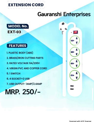 Electrical EXT-03 Extension Board, Color : White, Certification : Ce Certified