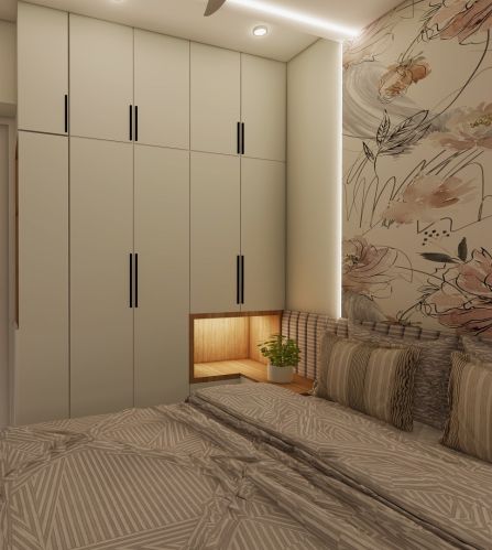 Polished Double Door Plywood Wardrobe, Color : Brown