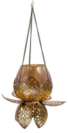 Beautiful Golden Hanging Lotus T Light Candle Holder
