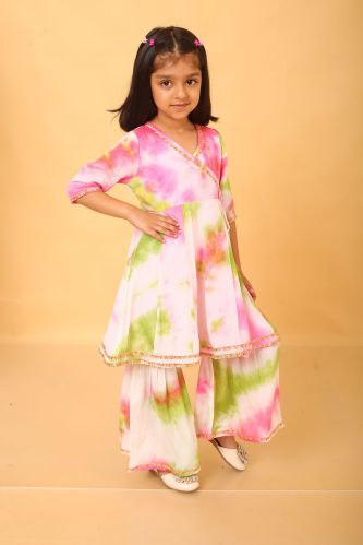 Printed Cotton Girls Sharara Suit Set Party Wear