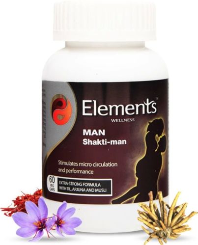 Elements Wellness Man Shakti Man Capsules 99%, Packaging Type : Plastic Bottles