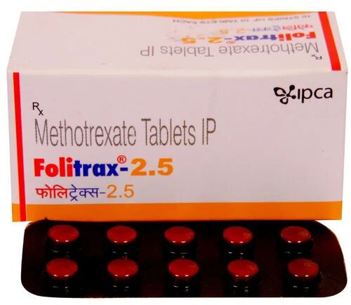 Folitrax Methotrexate 2.5mg Tablets, Packaging Size : 1x10, Packaging Type : Strip For Rheumatoid Arthritis