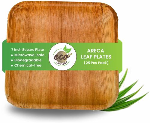Areca Palm Leaf Square Plates (7-inch Square Plate - Pack Of 25)