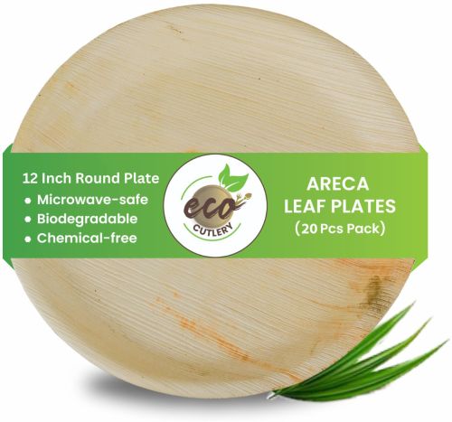 Areca Palm Leaf Round Plates (12-inch - Round Plate - Pack Of 20)