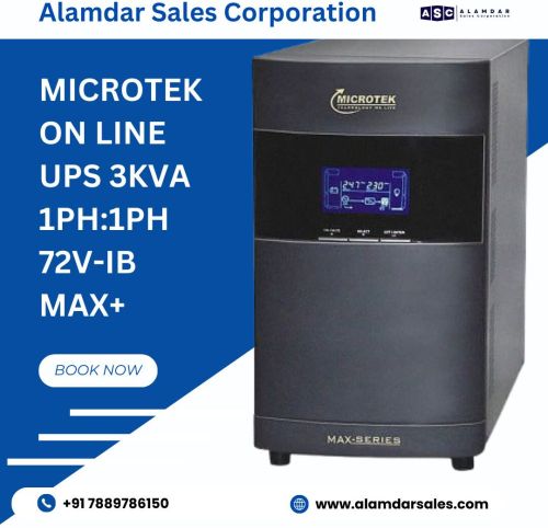 Microtek Online UPS 3kva 1ph:1ph 72v Ib Max +