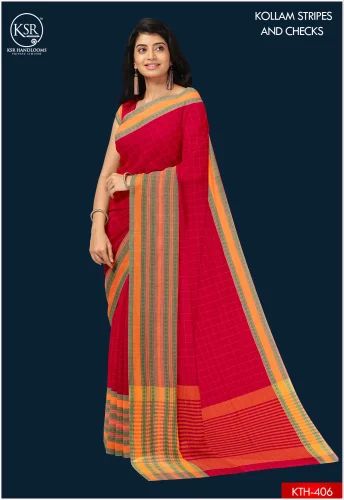 Printed Ksr Handlooms Maroon Pure Cotton Saree