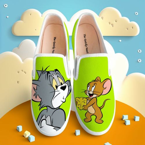 Canvas Cotton Tom and Jerry Slipon, Color : Green 9, 8, 7, 6, 5, 11, 10, Outsole Material : Tpr