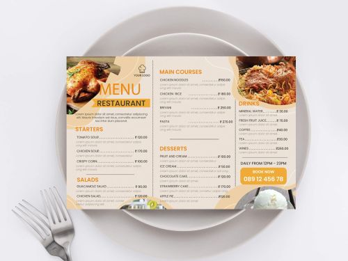 Paper Printed Menu Card, Color : Multicolor