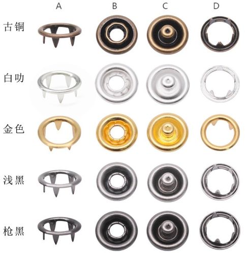 Metal Polished Ring Snap Button, Color : Multicolor for Garments