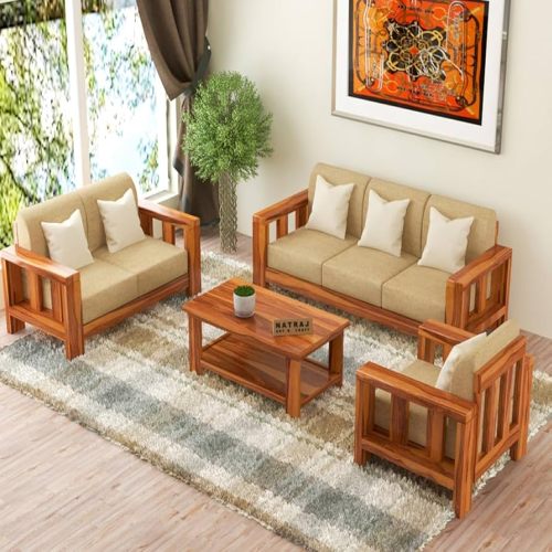Plain Polished Wooden Sofa Set, Color : Brown Standard