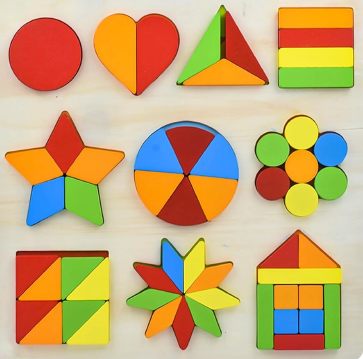 Wooden Geometric Shapes Learning Puzzle For Playing