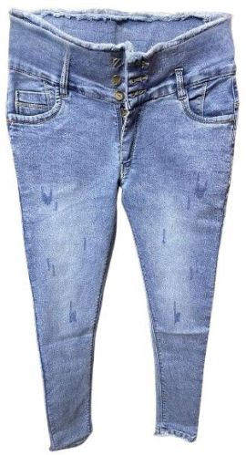 Fusion Weaves Plain Denim Ladies Skinny Jeans, Color : Blue
