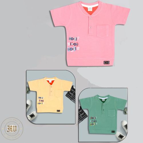 Pure Cotton V-Neck Plain Kids Half Sleeves T-Shirt, Gender : Boy