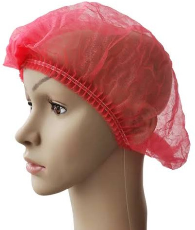 Non Woven Red Bouffant Cap, Brand Name : RUDRA 18 Inch