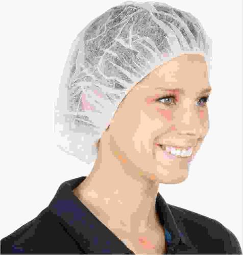 White 18 Inch Disposable Bouffant Caps, Technics : Machine Made