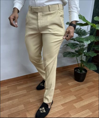 Plain Men Cotton Cream Trouser, Occasion (style Type) : Formal Wear, Technics : Machine Made