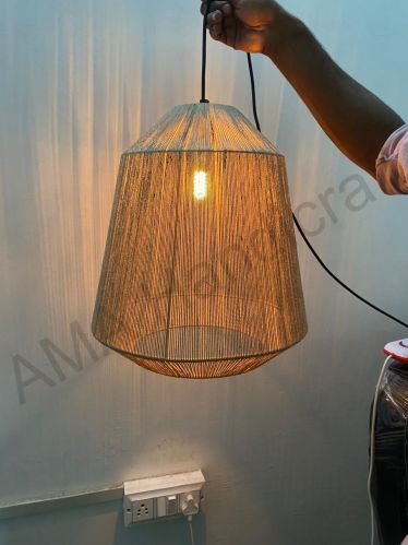 Metal Hanging Natural Jute Ceiling Lamp, Voltage : 110V For Decoration