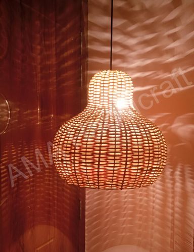 Round Bamboo Hanging Lamp, Color : Brown for Decoration