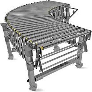 Polished Stainless Steel Expandable Roller Conveyor For Moving Goods