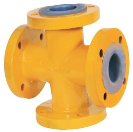 Metal & Plastic Lined Equal Pipe Cross, Color : Yellow