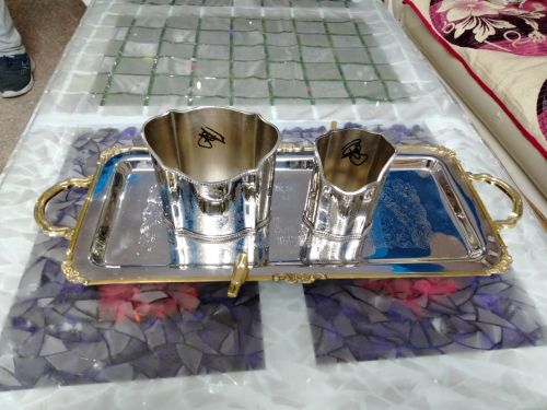 Polished Stainless Steel Serving Tray, Color : Silver