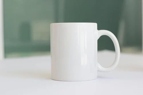 Polished Plain White Ceramic Coffee Mug Medium, 95mm, 350ml