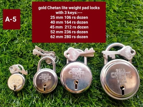 Polish Iron Chetan Light Weight Padlock, Color : Grey For Door