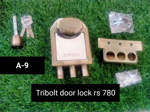 Polished Iron Tribolt Door Lock, Color : Brown Standard