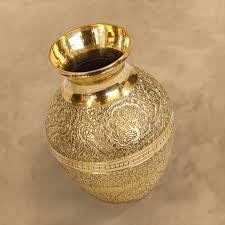 Polished Brass Flower Vase, Color : Golden