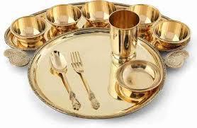 Plain Brass Maharaja Thali Set, Color : Golden for Home Use