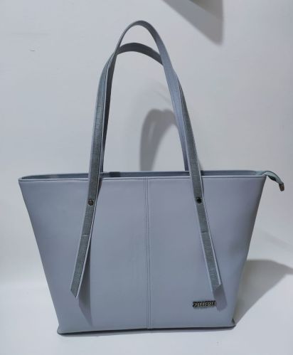 Ladies Grey PU Leather Handbag Multisize For Formal Wear, Daily Wear