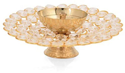 Brass Crystal Plate Shape Diya