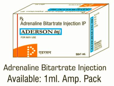 Adrenaline Bitartrate Injection IP 1ml AMP, Brand Name : Aderson