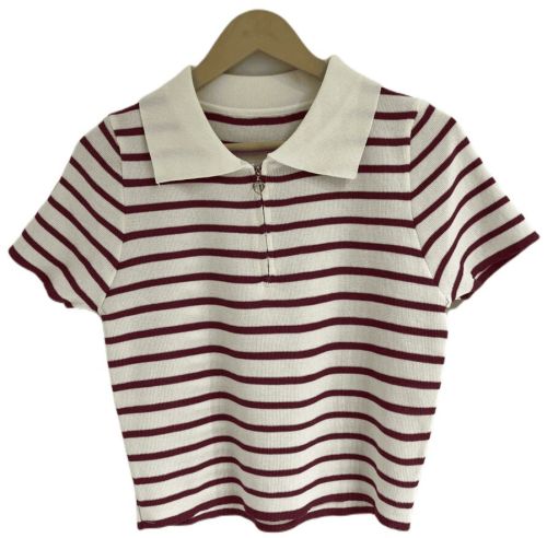 Poco Striped Cotton Stripped Collar Top M