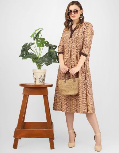 Ladies Cotton Fit Flair Stylish Dress