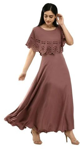 Plain Ladies Polyester Solid Maxi Dress XL