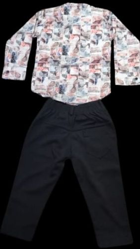 Boys Kids Printed Full Sleeve Shirt Jeans Set