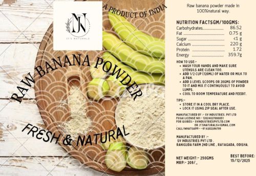 Natural Green Raw Banana Powder, Color : White-creamy, Form : Sv Industries, Packaging Type : Plastic Pouch