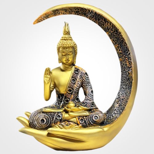 Resin Antique Moon Buddha Statue, Brand Name : Karvaan