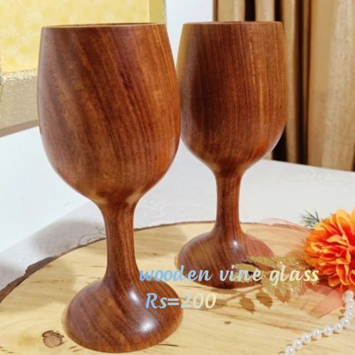 Plain Polished Wooden Wine Glass, Shape : Round