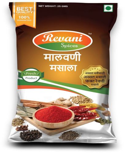 25 Gm Revani Spices Malvani Masala, Certification : FSSAI Certified, Grade : Food Grade, Packaging Type : Plastic Pouch