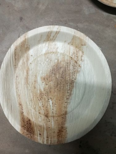 Printed Polished areca leaf plate, Shape : Round for Serving Food