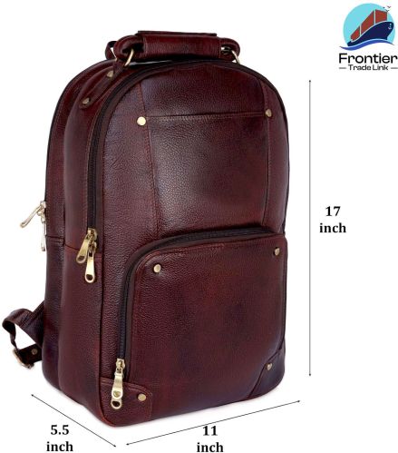 Frontier Maroon Plain Leather Backpack 5.5X11X17